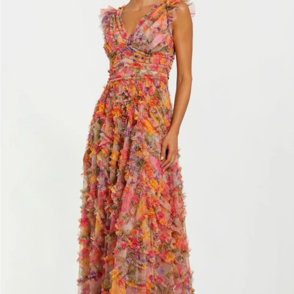 Multicolor Ruffled Maxi Dress